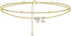 CZ Ankle Bracelets for Women Gold Plated CZ Initial Dainty Layered Heart Anklets Foot Chain Summer Beach Jewelry - Image 27