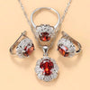 Blue Cubic Zirconia 3pcs Jewelry Set Women Silver Necklace Earrings Ring Wedding Bridal Party Jewelry Gift - Image 5