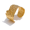 Distinctive Stainless Steel Metal Hammer Wide Open Bracelet Bangle Pvd Plated Women Big Statement Cuff Wrist Jewelry - Image 7