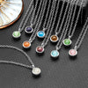 Stainless Steel Birthstone Pendant Necklace Cremation Ashes Jewelry with Colorful Gemstones, Keepsake Memorial for Human Ashes - Image 2