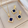 Geometry Square Necklace Earrings Jewelry Set Charm Ladies Jewelry Bridal Accessory Set Romantic Gift - Image 1