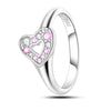 Charms Spring Silver Color Rings Pink Heart Shaped Zircon Cat Rings For Woman Romantic Wedding Engagement Jewelry Gifts - Image 10