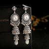 Retro Ethnic Silver Color Turkish Jhumka Earrings For Women Pearl Tassel Classic Carved Indian Earrings Jewelry - Image 17