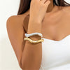 Exaggerated thick heavy metal women's cuff bracelet punk gothic irregular wide arm bracelet jewelry punk men's bracelet - Image 2