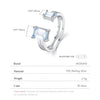 Silver Rectangle Emerald Cut Light Blue CZ Ring Delicate Adjustable Finger Ring For Women Girl Party Jewelry - Image 3