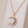 Black Enamel Stars Moon Pendant Necklace for Women Rose Gold Color With Zircon Daily Ethnic Jewelry - Image 1