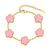 Gold Plated Floral Bracelets, Stainless Steel Charm Bracelet Adjustable Lucky Chain Set Gift - Image 7