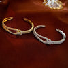 Full Zircon Cuff Bracelets Gold Plating Copper Knot Opening Bracelet Minimalist Women's Bangle For Wedding Party K0 - Image 5