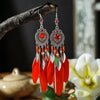 Boho Feather Long Leaf Tassel Drop Earrings For Women Geometric Rhinestone Crystal Beads Handmade Chain Wedding Earrings Jewelry - Image 6