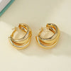 Stainless Steel Chunky Hoop Earrings for Women Girls Gold Color Double Ring Thick Geometric Drop Earrings Statement Jewelry Gift - Image 7