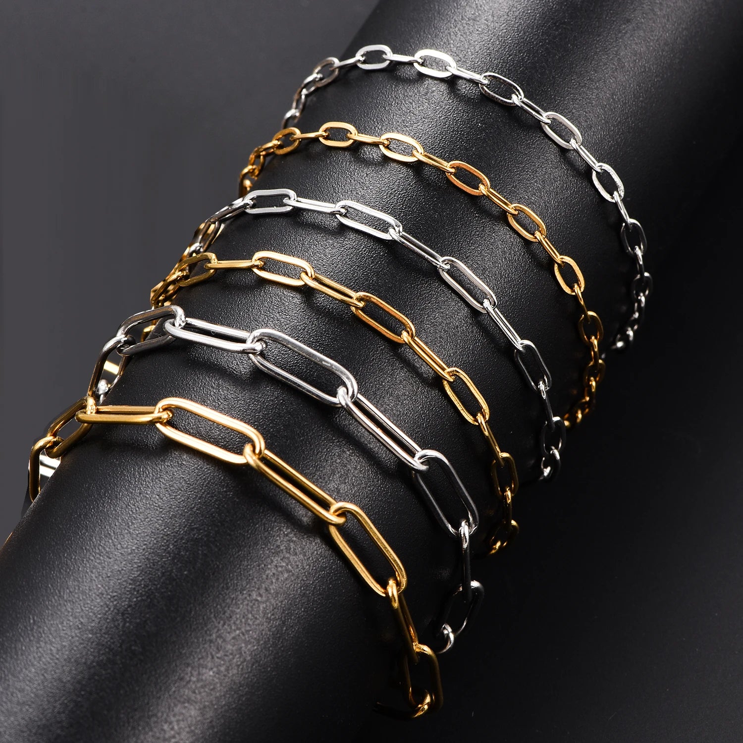 2.5/2.7/4mm Width Paperclip Link Chain bracelet Stainless Steel Gold Color Long Chain Punk For Women Men Jewelry Gift - Image 1