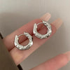 Silver Hoops Earrings for Women Simple Irregular Versatile Round Circle Earrings Prevent Allergy Jewelry Party Gift - Image 12