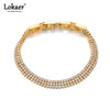Shiny Cubic Zirconia 2/3 Row Chain Wrist Bracelet For Women Stainless Steel Wedding Jewelry - Image 1