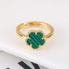 9-Color Minimalist Shell Stone Plant Flower Ring With Adjustable Opening For Women's Temperament Clover - Image 3
