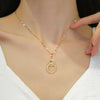 Classic Gold Color Stainless Steel Necklace For Women Shiny Zircon Geometric Heart Pendant Necklaces Jewelry Gift - Image 2