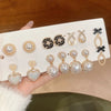 6/10/12 Pcs Simulated Pearl Round Square Stud Earrings Small French Elegant Daity Ear Studs for Women Daily Jewelry Sets F - Image 24