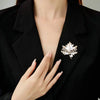 Colored Zircon Maple Leaf Shell Brooches Atmospheric Elegance Freshwater Pearl Leaf Pin Woman's Broche Accessories - Image 4