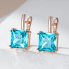 Big Square Sky Blue Stone Drop Earrings For Women Rose Gold Color Zircon Jewelry Accessories - Image 4