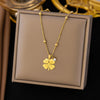 Stainless Steel Flower Pendant Necklace For Women Ladies Gold Color Clavicle Chain Jewelry Wedding Gifts - Image 2