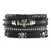 1Set Black Punk Skull Star Shaped Alloy Pu Leather Bracelet - Image 9