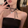 Exaggeration Elegant Pink Black Bow Tie Love Metal Heart Necklace Ribbon Pearl Pendant Necklace for Women Jewelry - Image 11