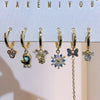 6pcs Pendant Earring Set Star Flower Butterfly and Simple Hoop Earrings Jewelry Gold Plated Accessory - Image 19