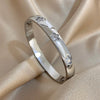 Stainless Steel Glossy Round Open Bangle for Women Elegant Shiny Zircon Star Spring Bracelet Jewelry Gift - Image 3
