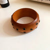 1/3 pcs Round Star Rivet Wood Bangles for Women Retro Ethnic Chunky Wristbands Punk Hip Pop Geometric Hand Jewelry F - Image 20