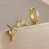3PCS Stainless Steel Huggies Star Hoop Earrings Set for Women Zircon Pendant Gold Color Statement Piercing Jewelry - Image 2