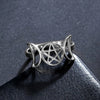 Pentagram Triple Moon Goddess Symbol Rings for Women Men Stainless Steel Crescent Star Ring Vintage Wicca Jewelry Gift - Image 1