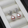Good Silver Pearl Earrings Women,Flower Cultured Freshwater Pearl Earrings Mother White Black - Image 8
