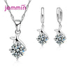 Silver Crystal Pendant Necklace Earrings Jewelry Set For Women Girls Wedding Engagement Jewelry - Image 4