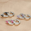 Women's Earrings Gold Plated Stainless Steel Round Hoop Earrings Rainbow Crystal Zirconia Flowers Earrings Piercing Jewelry - Image 4