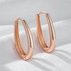 Glossy Hoop Earrings Rose Gold Color Simple Square Earrings For Women Daily Jewelry - Image 5