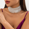 PuRui Unique Imitation Pearl Necklace for Women Multilayer Strand Beads Choker Ladies Short Necklaces Neck Chain Jewelry Party - Image 3