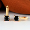 Red Zircon Square Stone Earrings Multicolor Crystal Hoop Earrings Antique Gold Color Engagement Earrings For Women Bride Jewelry - Image 2