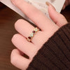 Silver Open Finger Ring Golden Enamel Donut Dazzling Geometric Punk For Women Jewelry Gift - Image 36