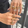 Minimalist Gold Color Plated Stainless Steel Double tone Line Hollow Steel Ball Ring Personality Statement Stackable - Image 3