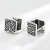 Vintage Ethnic Thai Silver Square Hoop Huggie Earrings for Women Men Chic Pattern Square Earring Hip Hop Rock Rap Cool Jewelry - Image 7