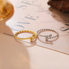Cazador Adjustable Beads Twisted Rope Thin Rings for Women Stainless Steel Kpop Jewelry Gold Plated Open Finger Rings - Image 1