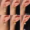 Gold Plated Stainless Steel Huggie Hoop Earrings for Women Chic Vintage Natural Stone Charms Jewelry - Image 1