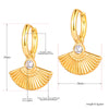 Gold Plated Fan Shape Chunky Open Hoops Earrings Blue Green White Cubic Zirconia Hoop Earrings For Women Girls - Image 2