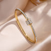 Yupsk Titanium Steel Couple's Bracelet Shiny Zircon Inlaid Stainless Steel Bangles Gold/Silver Color Female Jewelry Gift - Image 9