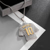 Full Zircon Pendant Necklace Hip Hop Cool Mumber 10 Soccer Star Fan Stainless Steel Clavicle Charming Jewelry Men Necklace - Image 8