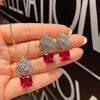 Square Ruby Gemstone Camellia Flower Necklace Earrings Pendant Jewelry for Women Wedding Anniversary - Image 1