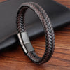 Men Jewelry Red Braided Leather Rope Bracelet Black Magnetic Buckle Bracelets Punk Men Wrist Band Hombre - Image 4
