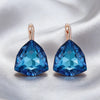 22 17mm Blue Stone Drop Earrings For Women Rose Gold Color Unique Big Zircon Jewelry Accessories - Image 2