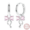 Silver Hoop Earrings Shining Star Moon Square Bow Stud Earrings for Women Jewelry Accessories - Image 20