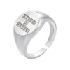 silver color A-Z Initial Signet Rings For Women Men Statement Ring 26 letters women adjustable rings - Image 24