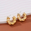 Gold Color Crystal Stone Hoop Earrings Twisted Metal Shape Silver Plating Women Earrings Party Jewelry Birthday Gift - Image 5